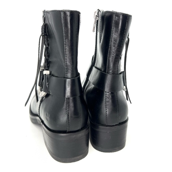 NEW Lucky Brand Kamany Boots Size 6.5 Black Leather Moto Biker Western New - Picture 5 of 11